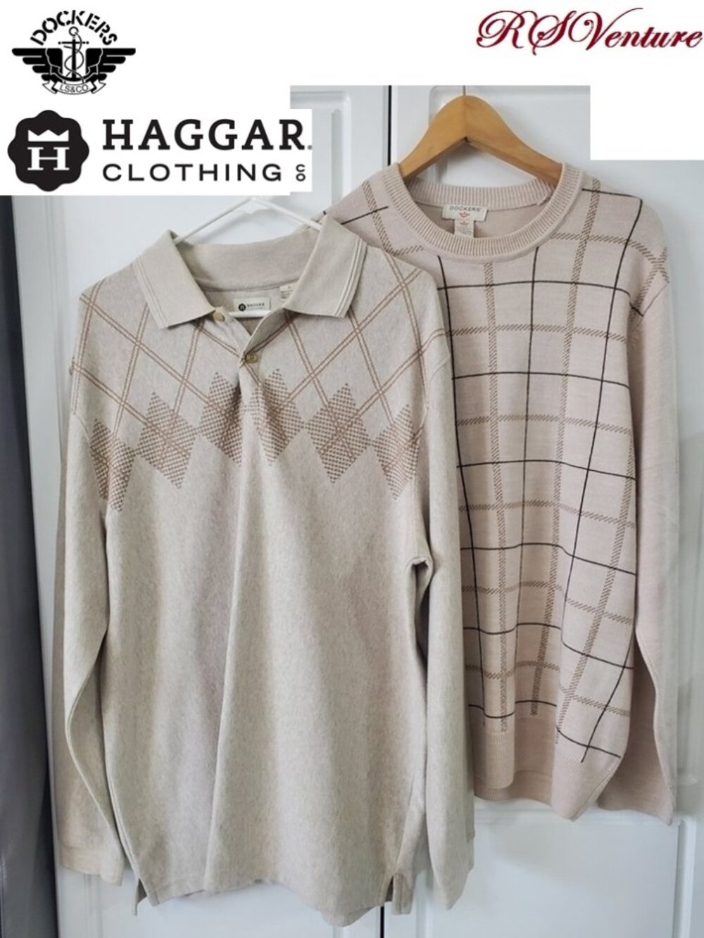 Two Men's Sweaters One Haggar & One Dockers in Large